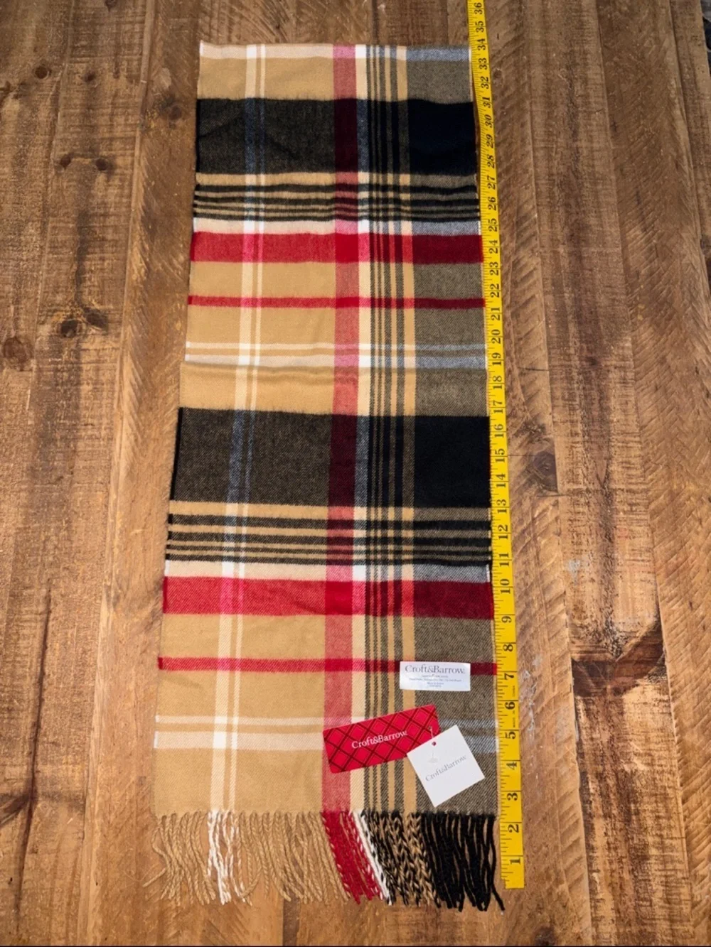 Croft & Barrow Classic Camel Plaid Scarf NWT